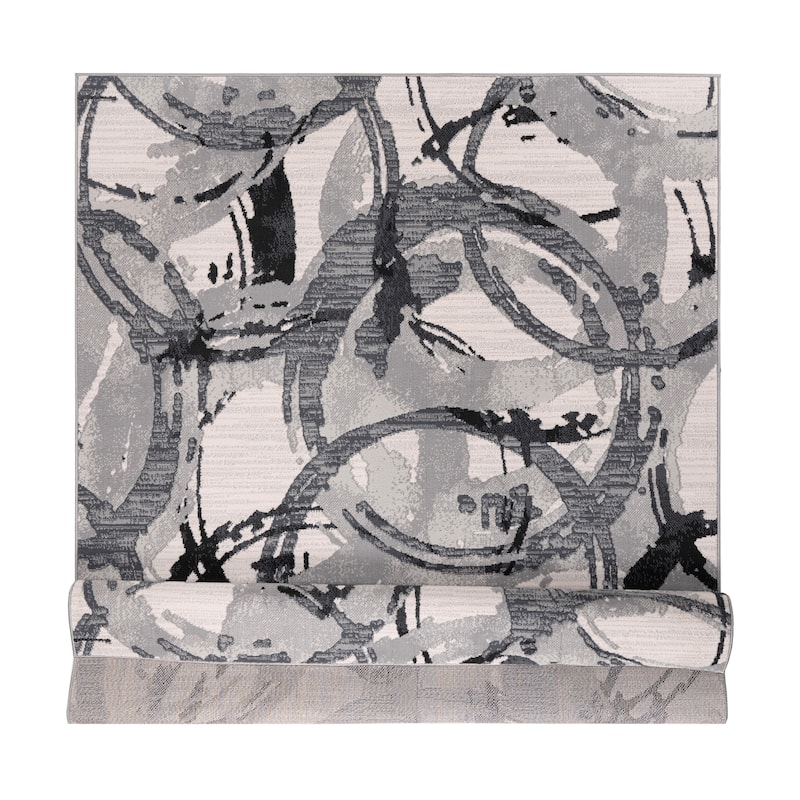 Lela Collection Geometric Circles Polyester Rug