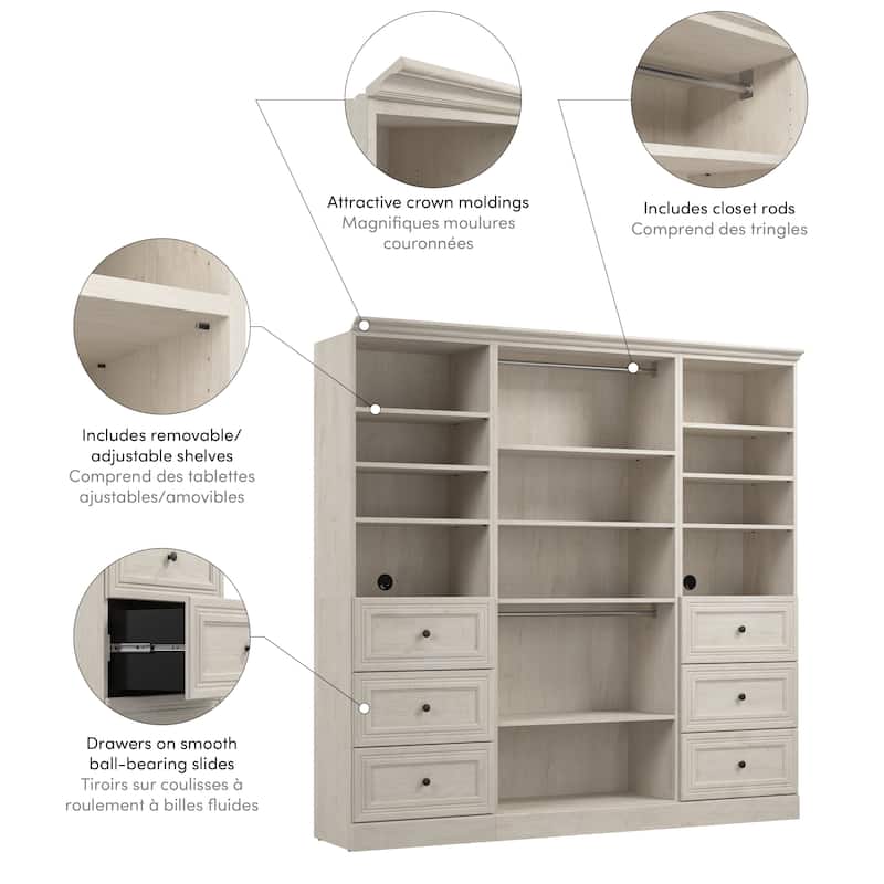 Versatile 86W Closet Organizer with Drawers by Bestar