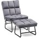 preview thumbnail 38 of 67, MCombo Accent Chair with Ottoman,Velvet Modern Side Pocket Metal Legs Club Chair,0014 Dark Grey