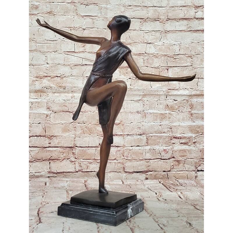 Bronze Art Deco Dancer Sculpture – Numbered Signed Elegant Ballerina Statue