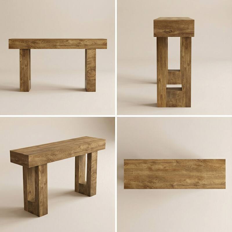 Anmytek Farmhouse Console Table,Wooden Rectangular Sofa Table Behind Couch for Entrance