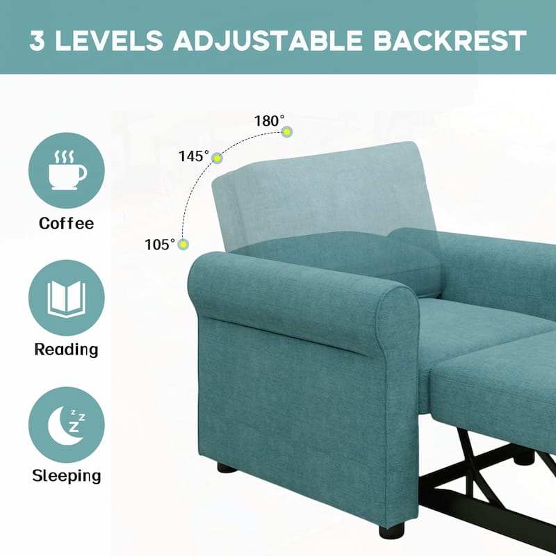 Convertible Sleeper Chair Bed with Adjust Backrest Into a Sofa