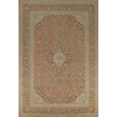 Traditional Kashan Persian Vintage Area Rug Hand-Knotted Wool Carpet - 9'7" x 13'1"