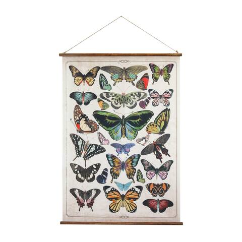 Butterflies Burlap & Wood Scroll Wall Decor - 29.75" x 41.5"