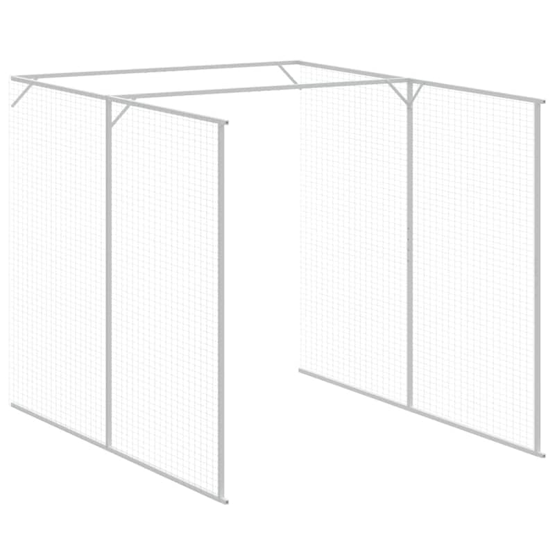 vidaXL Dog House Outdoor Dog Kennel Crate Shelter with Run Galvanized Steel - 65" x 259.4" x 71.3" - Gray