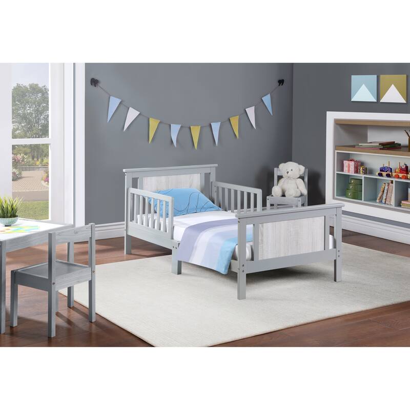 Wood Reversible Panel Toddler Bed, NOT included nightstand - Grey