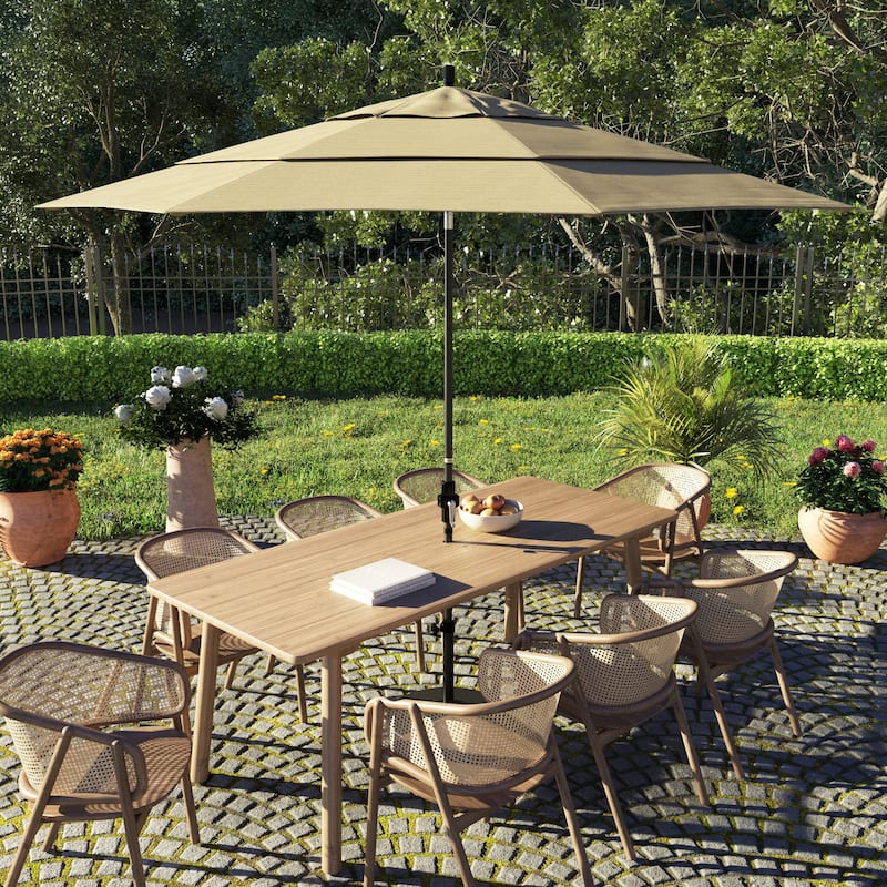 California Umbrella 11' Rd. Alum/Fiberglass Rib Market Umb,Crank Lift/Collar Tilt, Dbl Wind Vent, Black Finish, Olefin Fabric