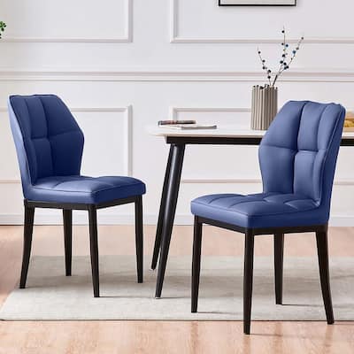 Checkered Faux Leather Upholstered Dining Chairs, Set of 2/4 - 33.7"H x 17.4"W x 17.4"D