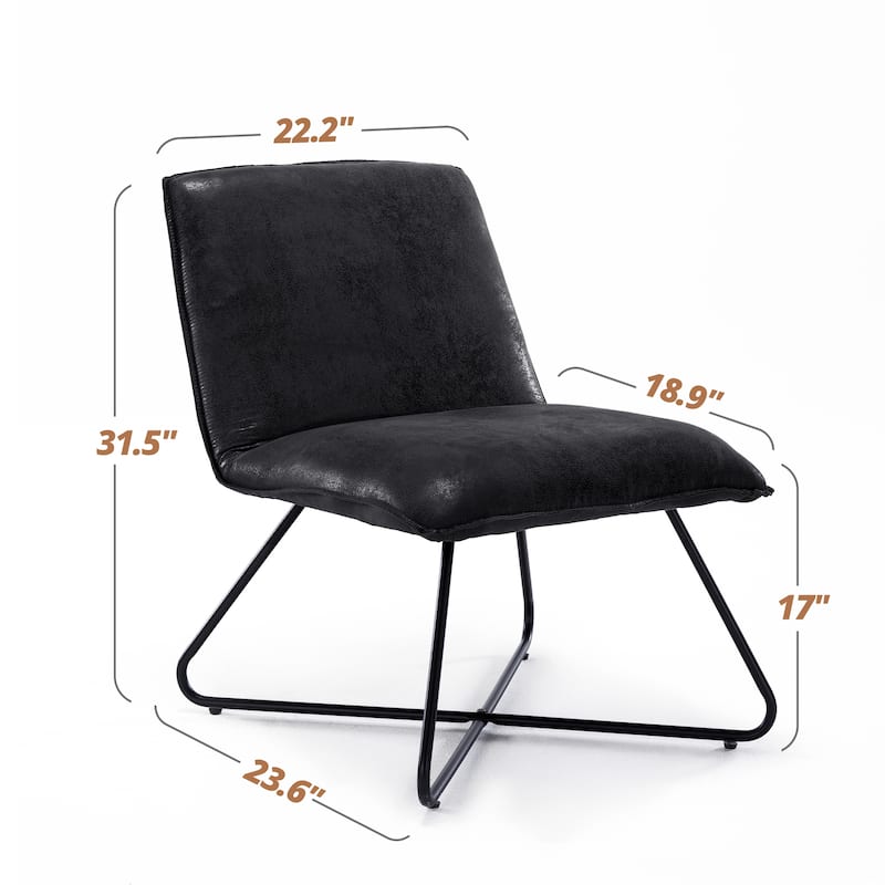 LUE BONA Mid Century Faux Leather Accent Chair With Adjustable Backrest - 31.5'' H X 22.2'' W X 23.6'' D