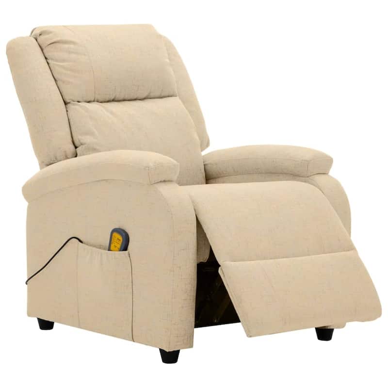 vidaXL Massage Chair Cream Fabric - 71 x 92 x 96 cm