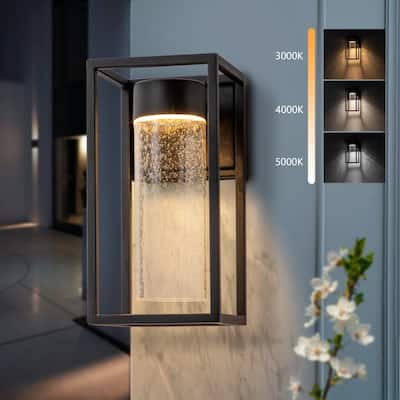 11.25" 3-color-changeable Modern LED Wall Sconce with Seeded Glass