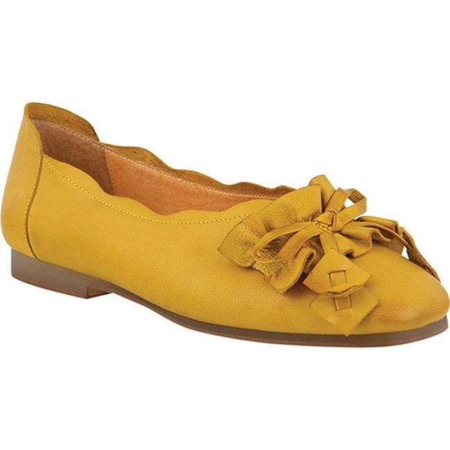 yellow leather flats womens