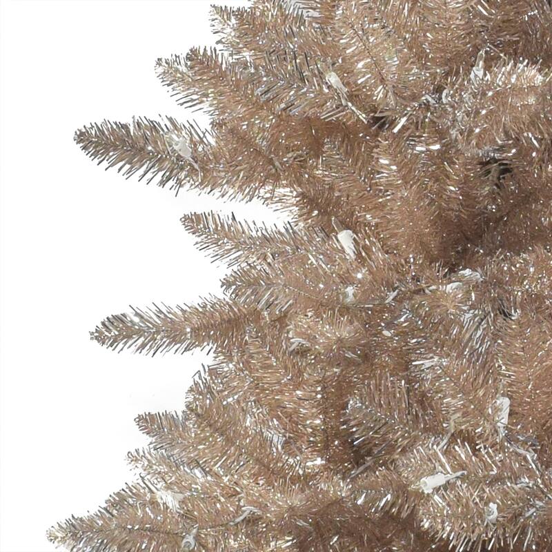 Puleo International 6.5 ft. Pre-lit Rose Gold Royal Majestic Spruce Artificial Christmas Tree