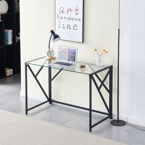 Tempered Clear Glass Computer Desk Laptop Desk Transparent Glass Laptop Table Small Study Desk Bed Bath Beyond 37939202