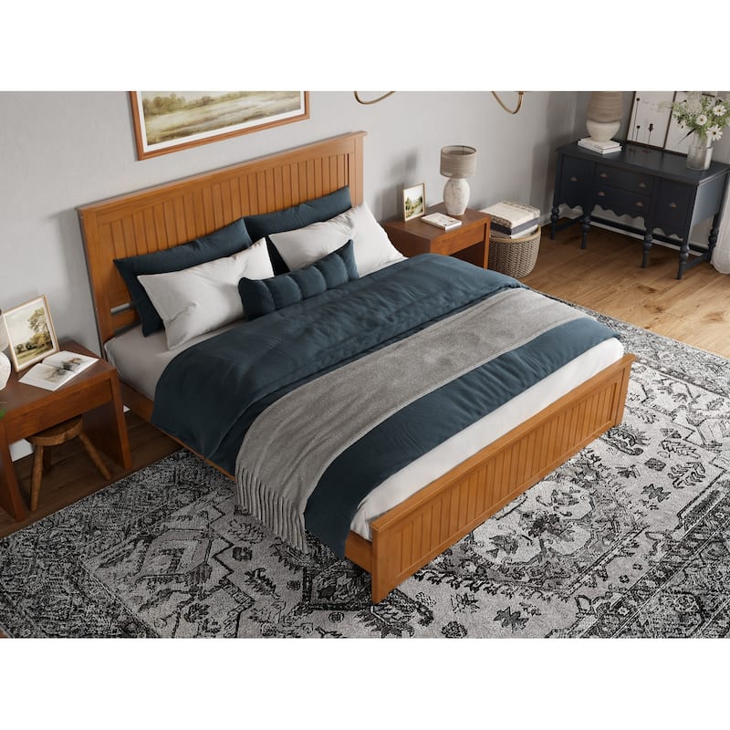 Naples Solid Wood Low Profile Platform Bed with Matching Footboard