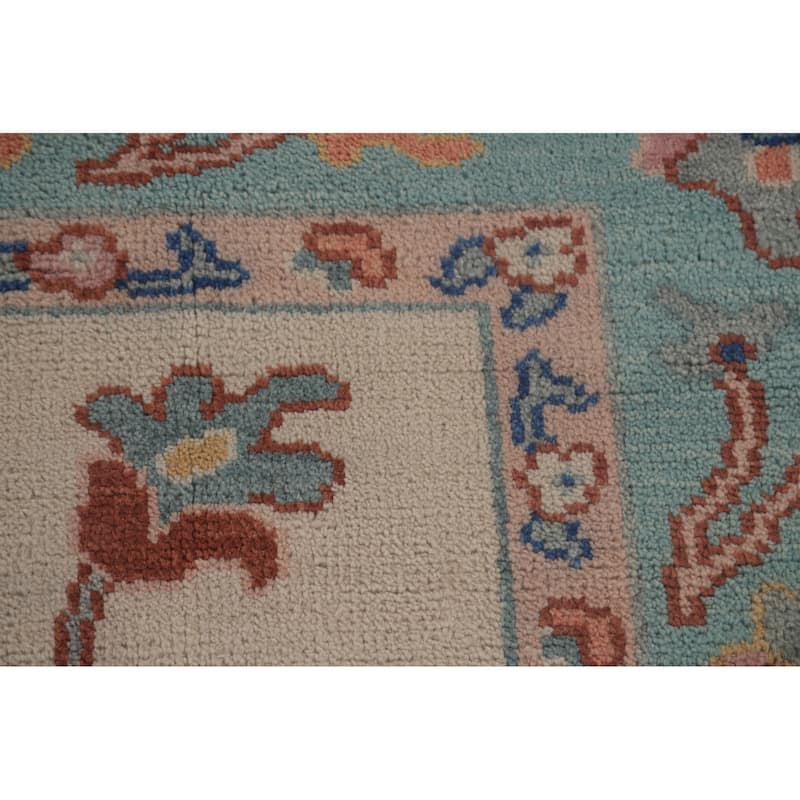 All-Over Oushak Area Rug Hand-Knotted Wool Carpet - 7'11"x 9'10"