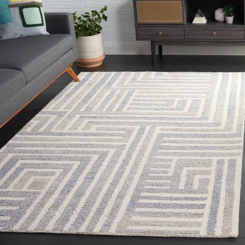 SAFAVIEH Handmade Renewal Jazmyne Contemporary Rug - 6' Square - Blue/Ivory