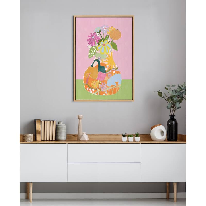 Kate and Laurel Sylvie Miracle Vase Framed Canvas by Alja Horvat