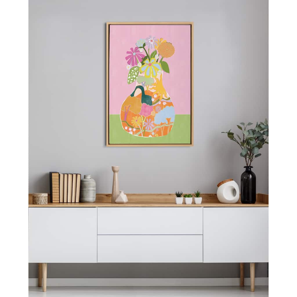 Kate and Laurel Sylvie Miracle Vase Framed Canvas by Alja Horvat