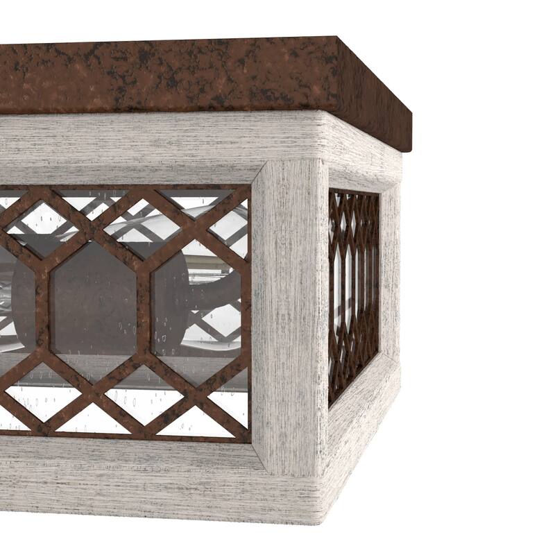 Hunter Chevron 2 or 4 Light Flush Mount Ceiling Light - Farmhouse, Transitional, Rustic, Lattice