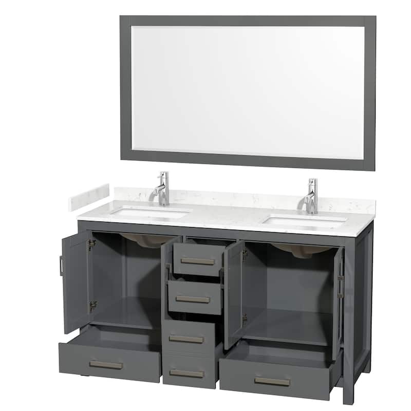 Sheffield Bathroom Vanity Set, Cultured Top, 58-Inch Mirror