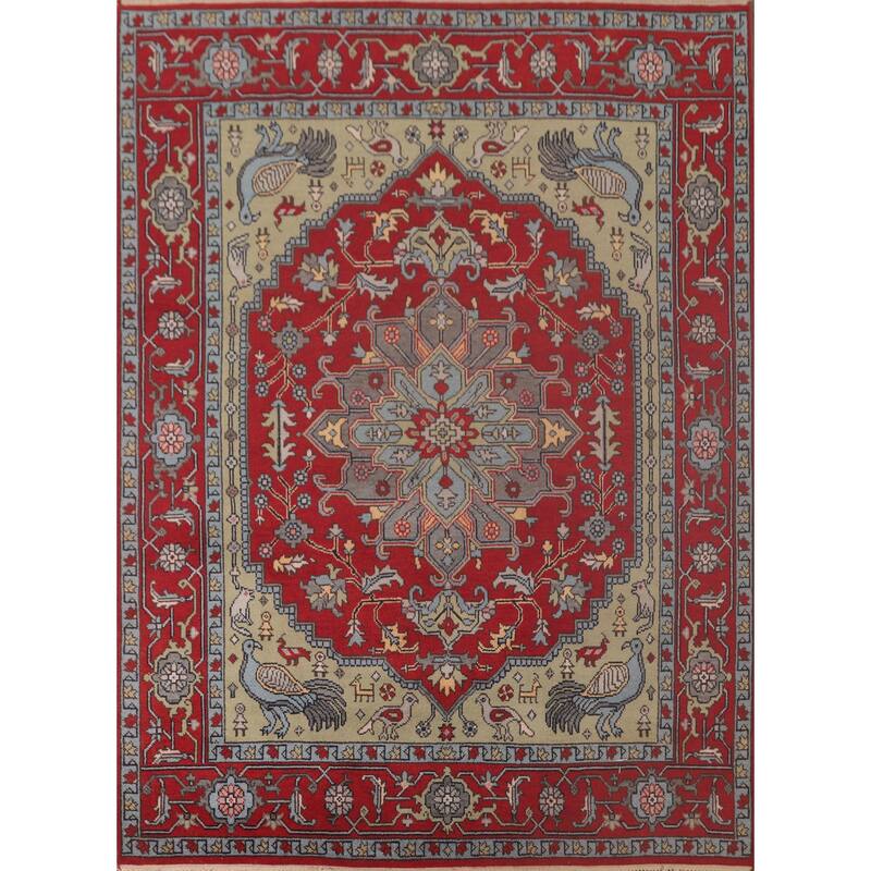 Animal Pictorial Ziegler Area Rug Hand-Knotted Wool Carpet - 7'11" x 9'10"