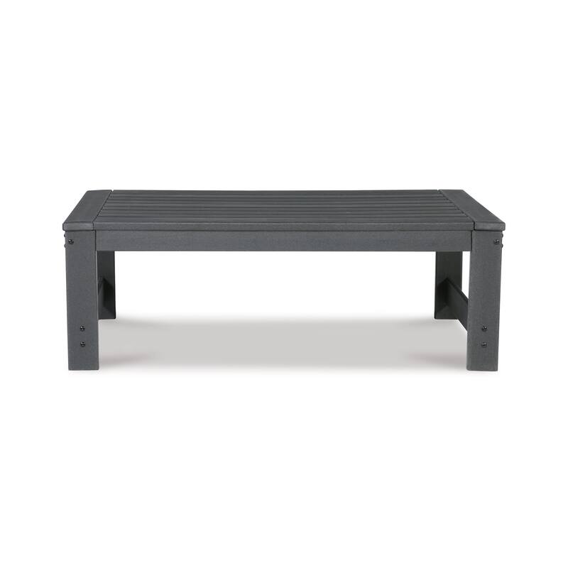 Wigo 48 Inch Outdoor Coffee Table, Slatted Top, Modern Style, Charcoal Gray