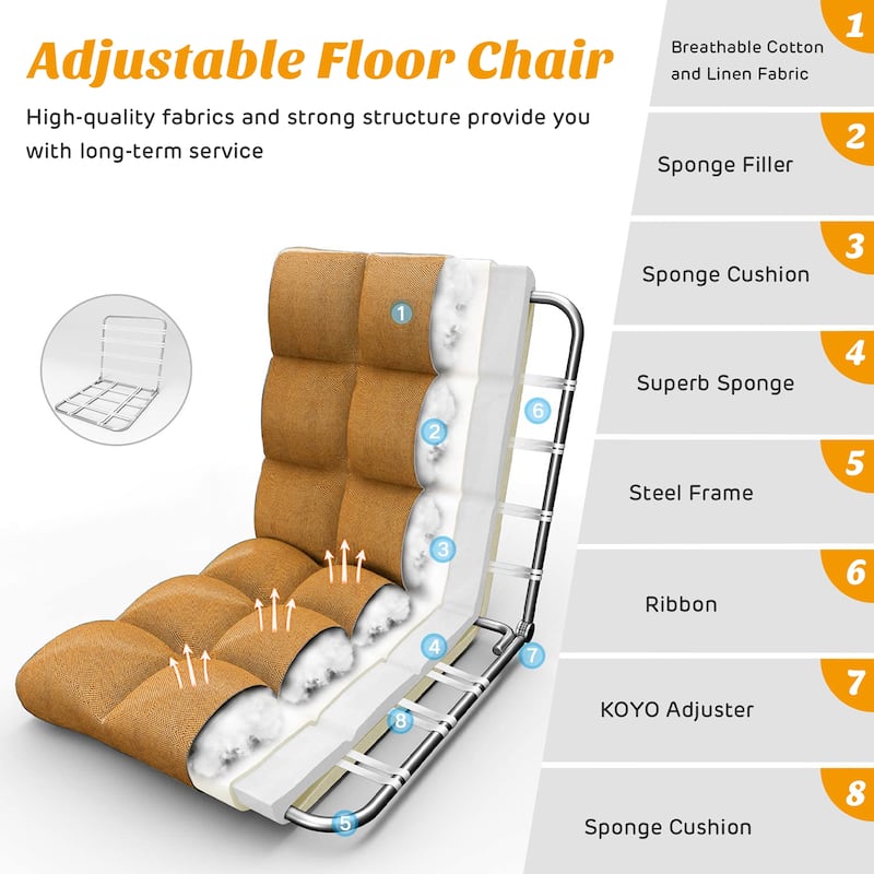 Costway Adjustable 14-Position Floor Chair Folding Lazy Gaming Sofa