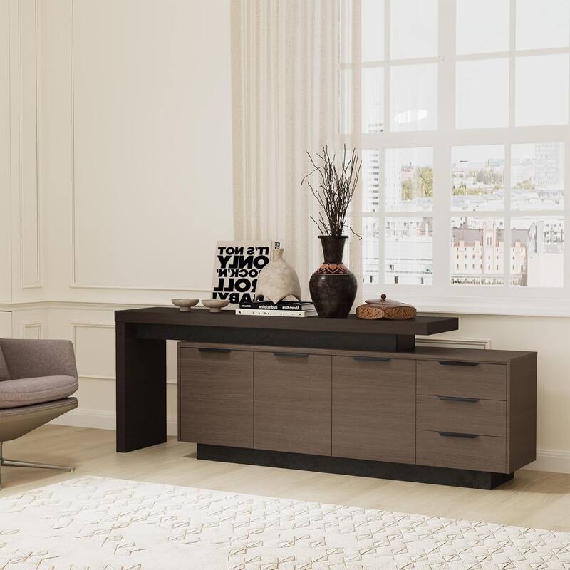 78.74inch Solid Wood File Cabinet with Doors Adjustable Shelves