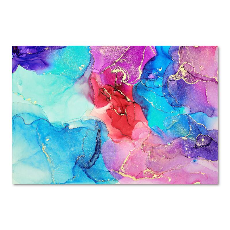 Designart "Turquoise Luxury Abstract Fluid Art V" Modern Canvas Wall