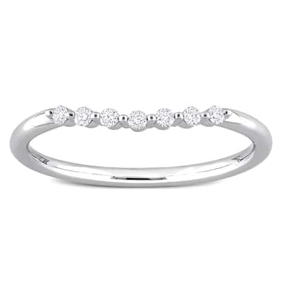 Miadora 14k White Gold 1/10ct TDW Diamond Stackable Semi-Eternity Wedding Band Ring