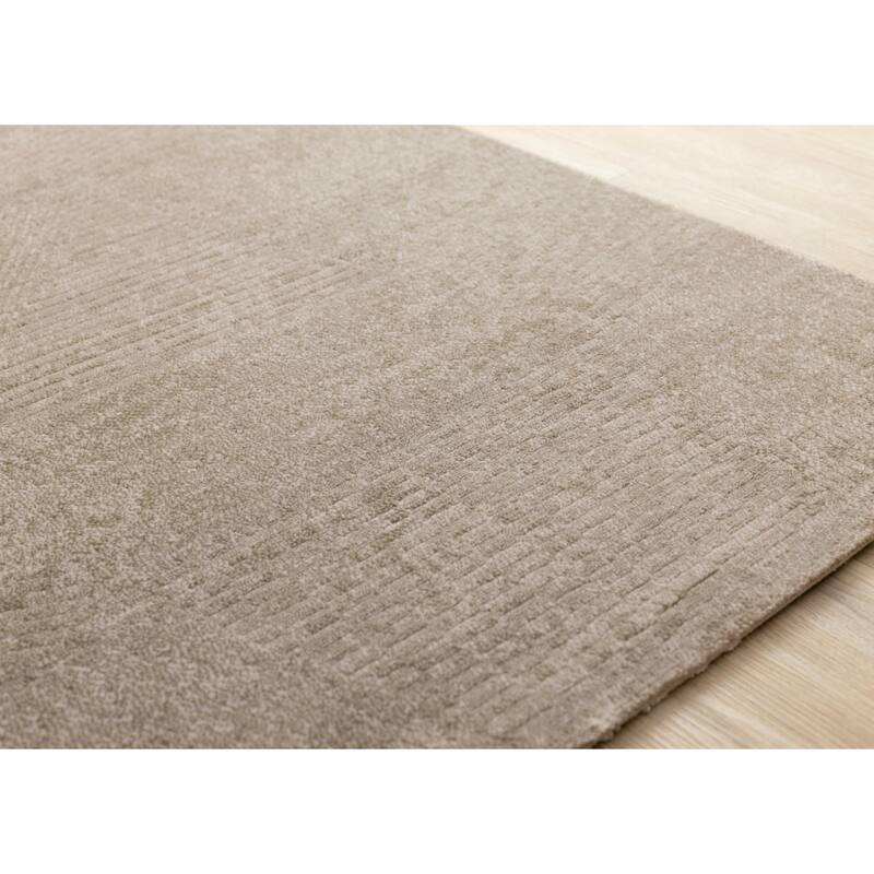 Green Taupe Striped Geometric Shapes Desne High-Traffic Rug