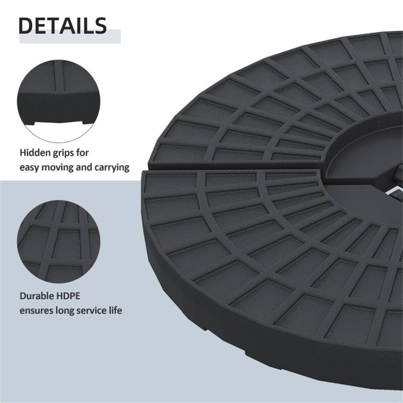 Heavy Duty 4 Piece Umbrella Base Weight Set for Offset Cantilever and Market Umbrellas Black HDPE Outdoor Patio Garden