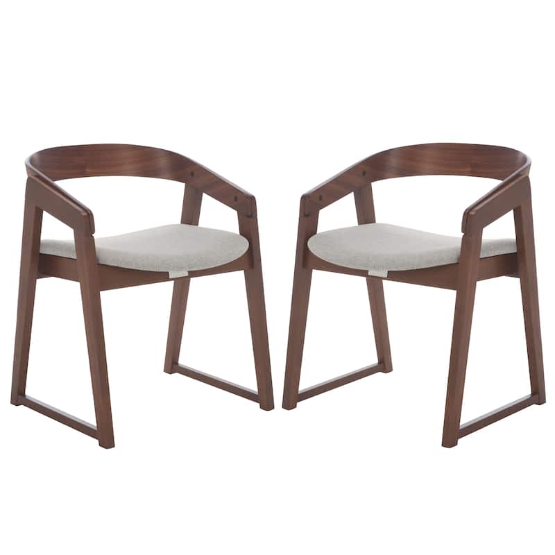 SAFAVIEH COUTURE Hildabryna Wood Dining Chair (Set of 2) - 21"W x 21"D x 26"H - Walnut/Light Grey