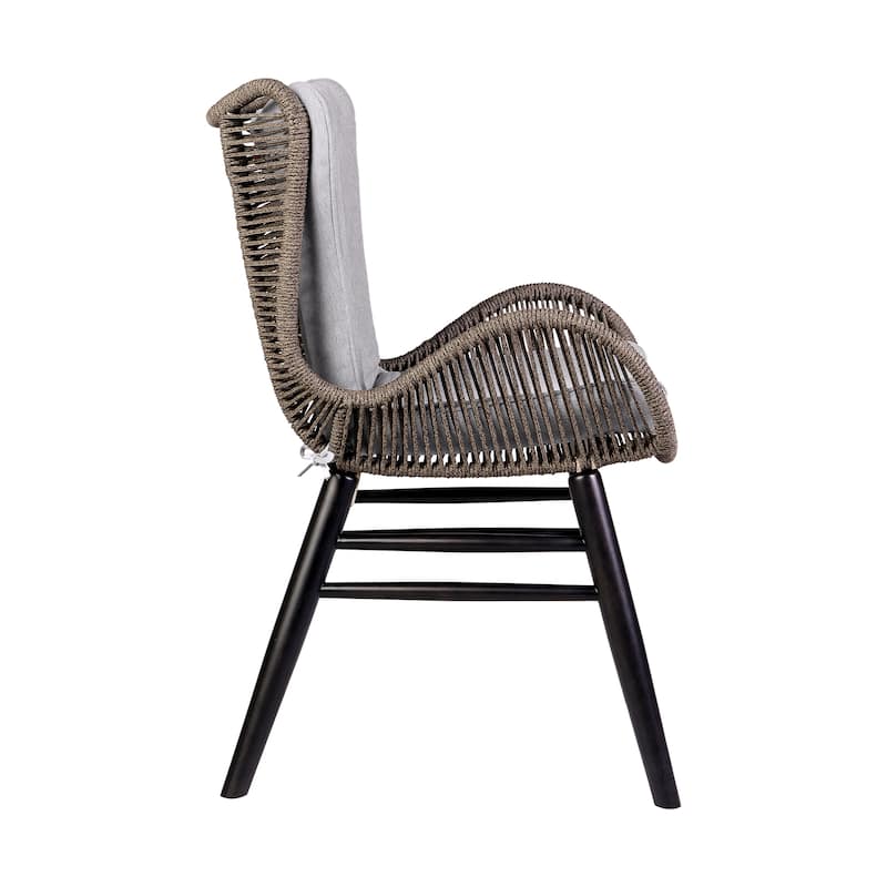 Fanny Solid Eucalyptus Wood & Rope Outdoor Patio Dining Chair