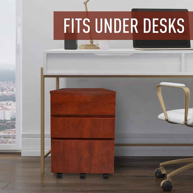 HOMCOM 3 Drawer Mobile Nordic Style Under Desk Cabinet for Home or Office with 5 Easy Castor Wheels