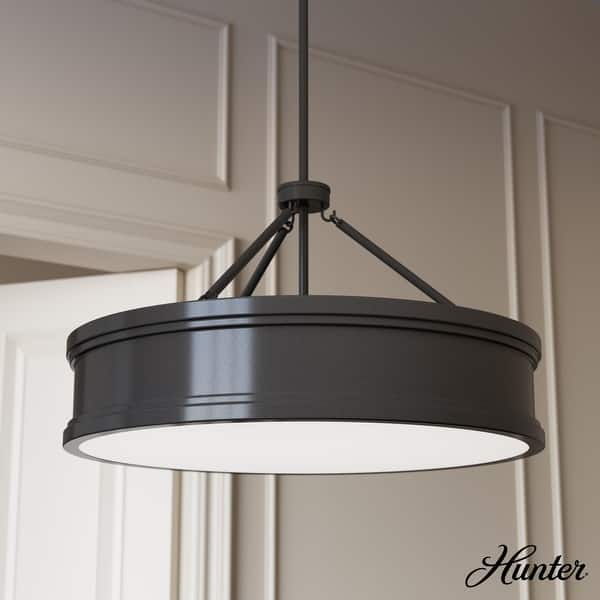 slide 2 of 7, Hunter Capshaw Modern Drum Pendant - Dining Room, Entry, Kitchen Island - Contemporary, Transitional 24" - 6 Light - Noble Bronze