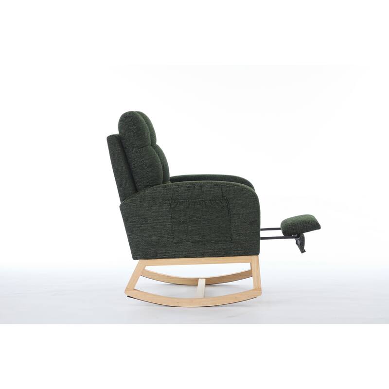 Modern Accent Rocking Chair Rocking Chair with Solid Wood Legs, adjustable Footrest