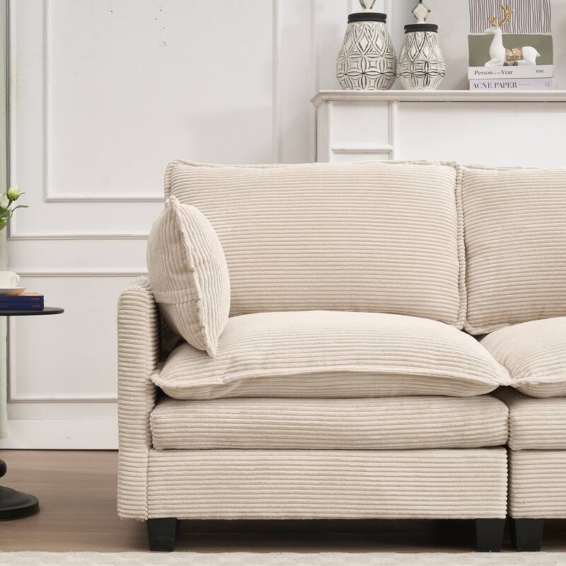 69" Velvet Modular 2-Seater Sofa with Double Cushions & Armrest Bags