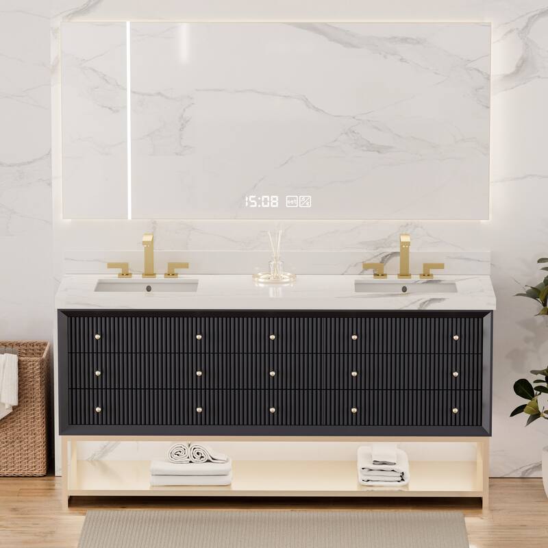 Modland 8 Inch Widespread Bathroom Faucet Double Handle Bathroom Sink Faucet with CUPC Supply Lines