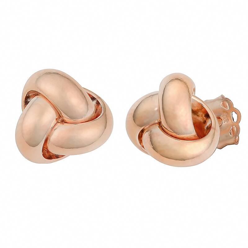Fremada 14k Gold Polished Love Knot Earrings - Rose - Rose