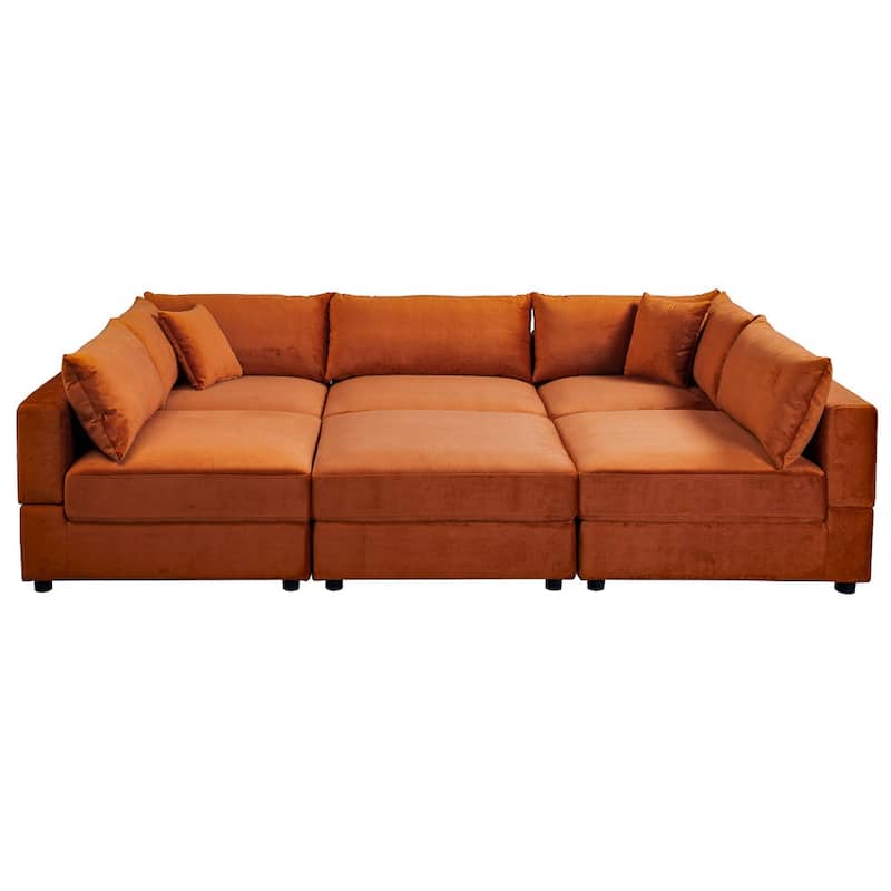 GDFStudio - Hayward Velvet 6-Seater Modular Sectional Sofa