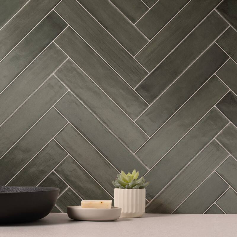 Buckingham 3 in. x 16 in. Glazed Porcelain Subway Wall Tile - Green Gloss - 3 in. x 16 in.