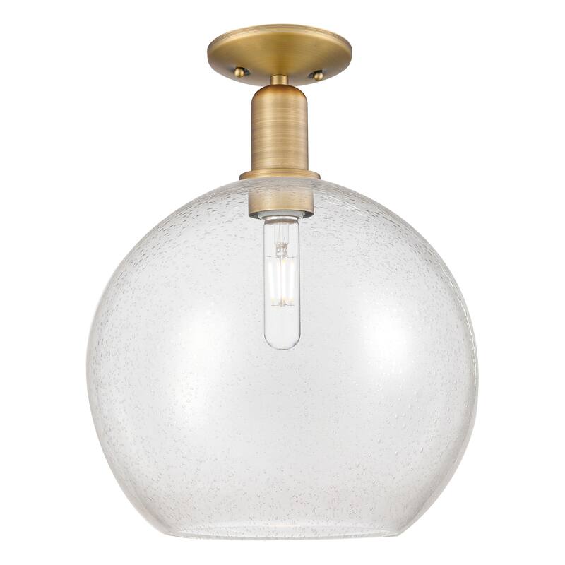 Innovations Lighting Endless Possibilities Arcadia - Athens - 1 Light 12" Semi-Flush Mount - Brushed Brass/Seedy