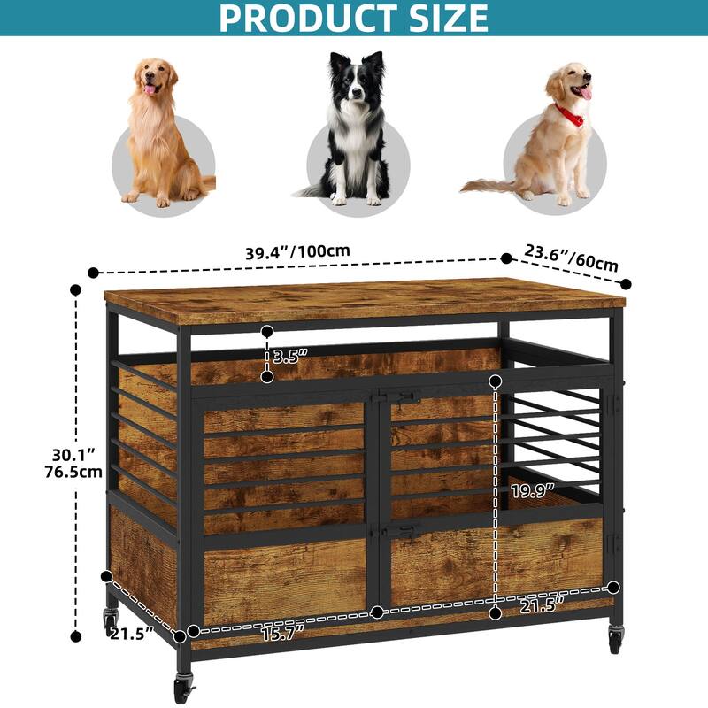Moasis 24"/31"/39" Wooden Dog Crate Kennel End Table Furniture