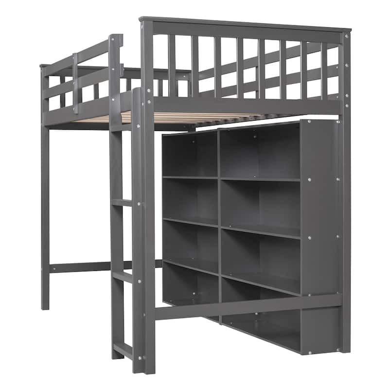 Loft Bed with Storage Shelves