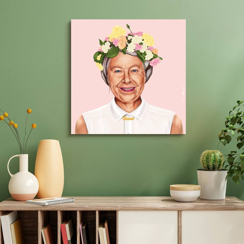 Empire Art Direct Hip Queen Elizabeth II Printed Tempered Glass Wall Art - Multi-Color