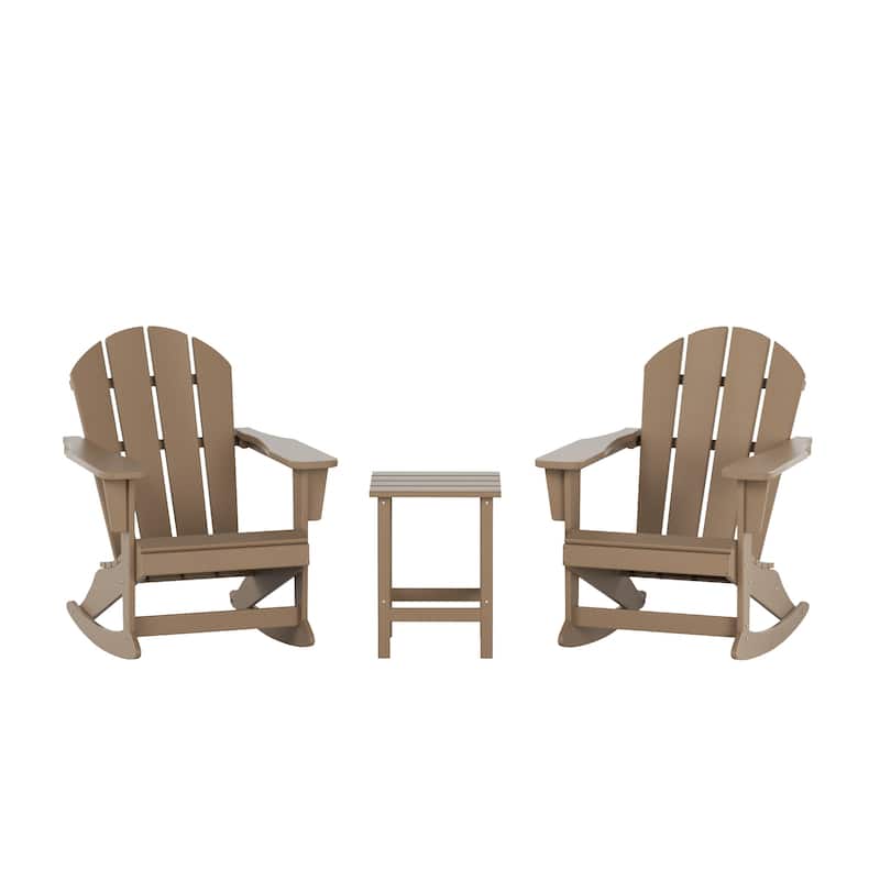 Polytrends Laguna Hdpe All Weather Outdoor Patio Rocking Chairs With Side Table (3-Piece Set)