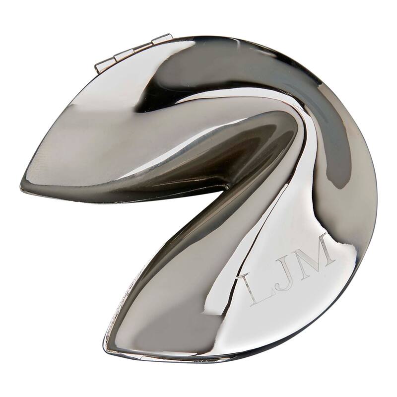 2.75" Silver Tone Nickel-Plated Fortune Cookie Shaped Box