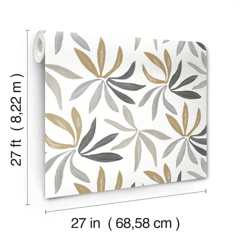 York Wallcoverings Little Garden Graphite and Gold Wallpaper
